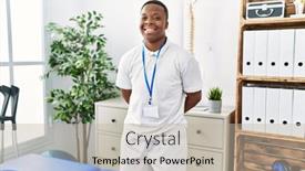  Presentation with physiotherapy - PPT theme consisting of young-african-man-working background and a mint green colored foreground