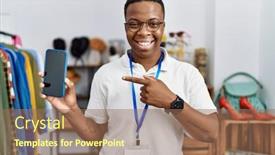  Presentation with retail - Presentation having young-african-man-working background and a coral colored foreground