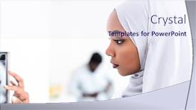  Presentation with smart home - Slide deck consisting of young-african-modern-muslim-woman background and a sky blue colored foreground