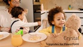  Presentation with glasses - Presentation design consisting of young-african-mother-in-glasses background and a  colored foreground