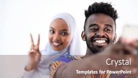  Presentation with muslim - Slides consisting of young-african-muslim-business-couple background and a violet colored foreground