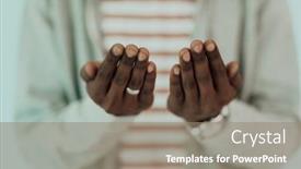  Presentation with muslim prayer - PPT layouts consisting of young-african-muslim-man-making background and a gray colored foreground