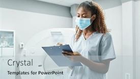  Presentation with mask nurse - Beautiful PPT layouts featuring young-african-nurse-in-protective backdrop and a lemonade colored foreground