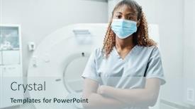  Presentation with mask nurse - Presentation featuring young-african-nurse-or-doctor background and a sky blue colored foreground