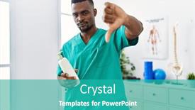  Presentation with physiotherapist - Presentation theme having young-african-physiotherapist-man-holding background and a teal colored foreground