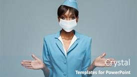  Presentation with face mask - Audience pleasing theme consisting of young-african-stewardess-wearing backdrop and a teal colored foreground