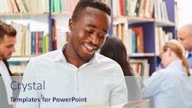  Presentation with bookstore - Presentation with young-african-student-or-migrants background and a sky blue colored foreground