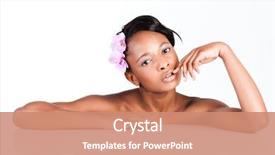  Presentation with skin care - Cool new presentation design with young african woman in studio doing body care and taking bath for young and beautiful skin and relaxation backdrop and a coral colored foreground