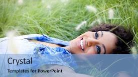  Presentation with sensuality woman black angel relaxing - Slides with young african woman relaxing background and a light blue colored foreground