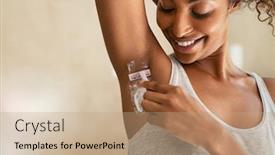  Presentation with black girl - Amazing presentation theme having young-african-woman-shaving-armpits backdrop and a coral colored foreground