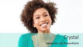  Presentation with happy smiling woman dental health - Theme enhanced with young african woman smiling background and a cyan colored foreground