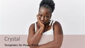 Presentation with depression - Presentation design enhanced with young-african-woman-standing-over background and a coral colored foreground
