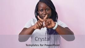  Presentation with negative - PPT layouts enhanced with young-african-woman-standing-over background and a light gray colored foreground