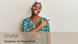  Presentation with turban - Cool new presentation theme with young-african-woman-wearing-hair backdrop and a mint green colored foreground