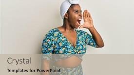  Presentation with turban - Slide deck having young-african-woman-wearing-hair background and a mint green colored foreground