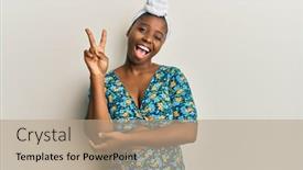  Presentation with turban - Presentation theme consisting of young-african-woman-wearing-hair background and a coral colored foreground