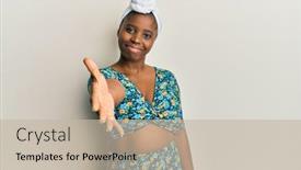  Presentation with turban - Audience pleasing slides consisting of young-african-woman-wearing-hair backdrop and a mint green colored foreground