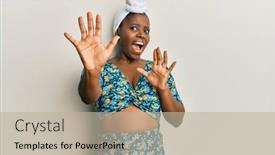  Presentation with turban - Cool new PPT theme with young-african-woman-wearing-hair backdrop and a mint green colored foreground