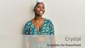  Presentation with turban - Presentation theme featuring young-african-woman-wearing-hair background and a light gray colored foreground