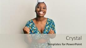  Presentation with turban - Cool new PPT theme with young-african-woman-wearing-hair backdrop and a light gray colored foreground