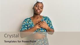  Presentation with turban - Cool new slide set with young-african-woman-wearing-hair backdrop and a mint green colored foreground