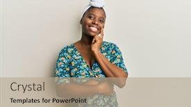  Presentation with turban - Audience pleasing slide set consisting of young-african-woman-wearing-hair backdrop and a coral colored foreground