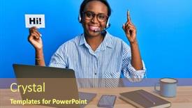  Presentation with question word - Amazing slide deck having young-african-woman-wearing-operator backdrop and a coral colored foreground