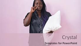  Presentation with lips mouth - PPT layouts consisting of young-african-woman-wearing-pijama background and a lemonade colored foreground