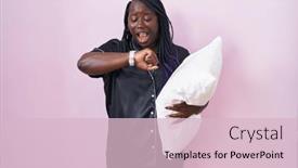  Presentation with late - Slides with young-african-woman-wearing-pijama background and a lemonade colored foreground