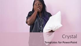  Presentation with face pain - Slide deck having young-african-woman-wearing-pijama background and a lemonade colored foreground