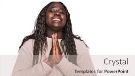  Presentation with wool - PPT theme with young-african-woman-wearing-wool background and a soft green colored foreground