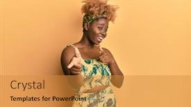  Presentation with hair dress - Slide deck having young-african-woman-with-afro background and a gold colored foreground