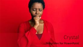  Presentation with hair care - PPT layouts consisting of young-african-woman-with-afro background and a crimson colored foreground