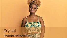  Presentation with hair dress - Colorful presentation theme enhanced with young-african-woman-with-afro backdrop and a gold colored foreground
