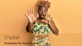  Presentation with hair dress - Cool new slide set with young-african-woman-with-afro backdrop and a gold colored foreground