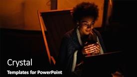  Presentation with glamping - PPT layouts having young-african-woman-with-blanket background and a black colored foreground