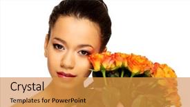  Presentation with war roses tudor rose - Beautiful slide deck featuring young african woman with rose backdrop and a gold colored foreground