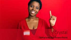  Presentation with face identification - Slide deck consisting of young-african-woman-with-short background and a crimson colored foreground