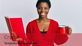  Presentation with coffee book - Amazing theme having young-african-woman-with-short backdrop and a crimson colored foreground