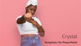  Presentation with turban - Slide deck with young-african-woman-with-turban background and a coral colored foreground