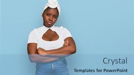  Presentation with turban - Colorful presentation enhanced with young-african-woman-with-turban backdrop and a light blue colored foreground