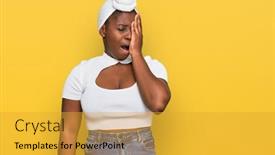  Presentation with turban - Slide deck consisting of young-african-woman-with-turban background and a gold colored foreground