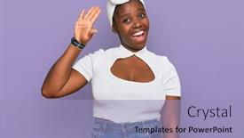  Presentation with turban - Amazing presentation theme having young-african-woman-with-turban backdrop and a light blue colored foreground