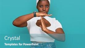  Presentation with turban - Slide deck having young-african-woman-with-turban background and a teal colored foreground