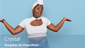  Presentation with turban - Beautiful presentation design featuring young-african-woman-with-turban backdrop and a teal colored foreground