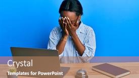  Presentation with woman crying - Colorful slide deck enhanced with young-african-woman-working backdrop and a coral colored foreground