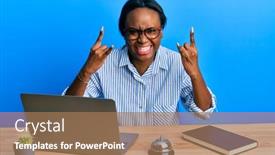  Presentation with rock star - Cool new theme with young-african-woman-working backdrop and a coral colored foreground