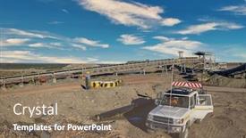  Presentation with belt conveyor - PPT theme consisting of young-african-worker background and a coral colored foreground