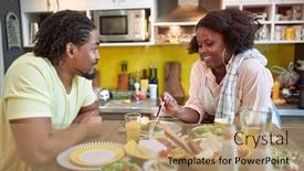  Presentation with joy - Slides having young-afro-american-couple-enjoying background and a coral colored foreground