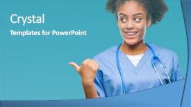  Presentation with doctor helps to get out of bed an elderly woman - Audience pleasing presentation theme consisting of young afro american doctor woman backdrop and a  colored foreground